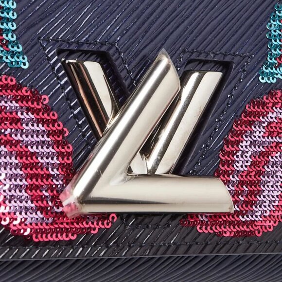 Louis Vuitton Blue Nuit Epi Leather Flame Sequins Twist Wallet On Chain Bag - Picture 6 of 12